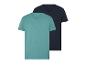 Deux t-shirts à col en V : turquoise et marine.