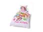 Parure de lit enfant blanche avec motifs Paw Patrol, dinosaures et feuilles tropicales.