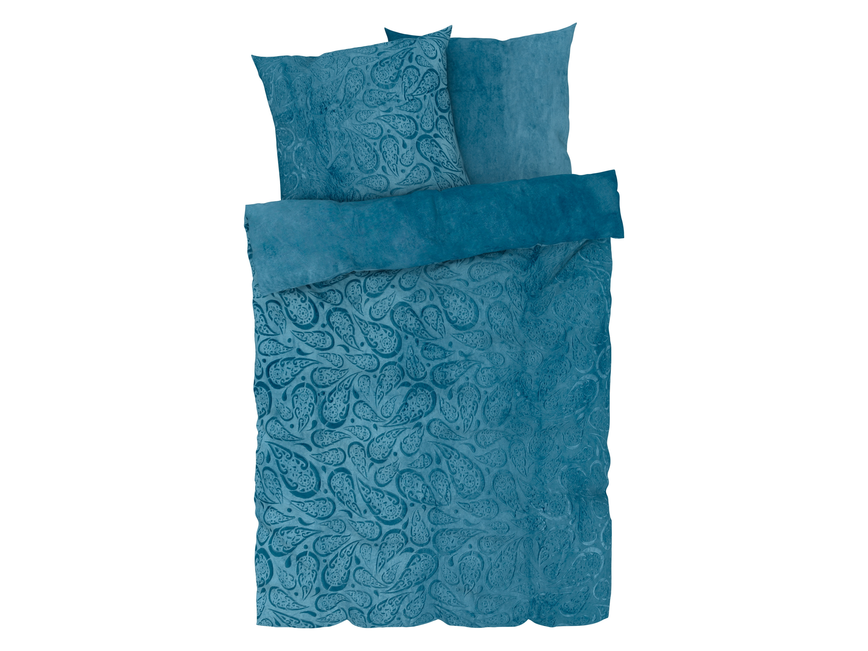 LIVARNO home Parure de lit en peluche, 260 x 240 cm (bleu)