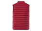 Une veste matelassée rouge sans manches.