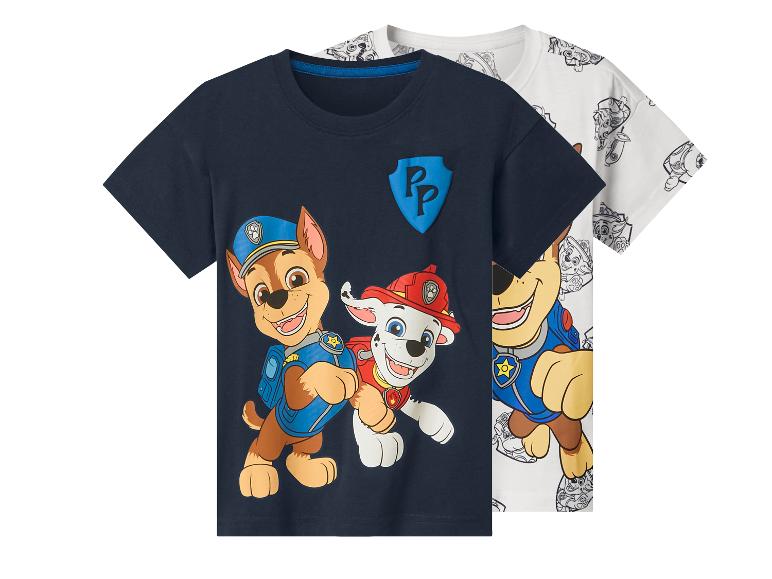Lot de 2 t-shirts enfant Pat' Patrouille, un bleu marine avec Chase et Marcus, un blanc imprimé