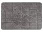 Tapis de bain gris à motif quadrillé.