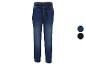Jean jogger garçon en denim bleu, avec taille élastique et cordon de serrage.