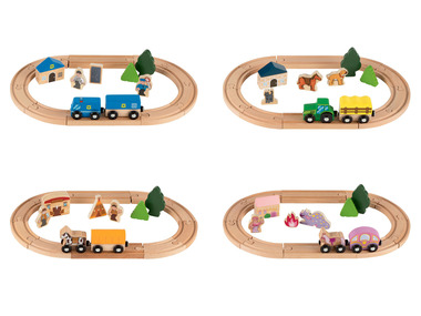 Playtive Kit ferroviaire en bois, 18 pièces
