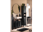 Ensemble de meubles de salle de bain moderne gris foncé avec miroir rond et accessoires