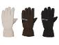 Trois paires de gants de ski en beige, marron et noir.