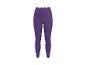 Legging de sport violet pour femme avec taille haute et poche latérale.