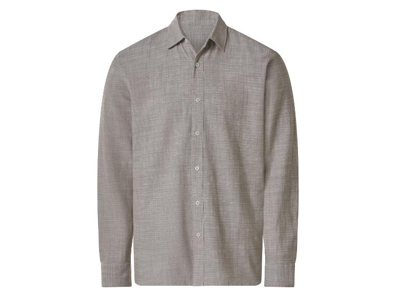 Chemise homme manches longues marron clair avec boutons.