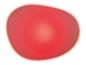 Forme rouge, lumineuse et arrondie sur fond blanc.