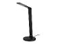 Lampe de bureau LED noire avec chargeur sans fil.