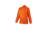 Une veste de sport orange à fermeture éclair.