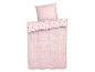 Parure de lit rose pour enfant avec motif étoiles et fusées.