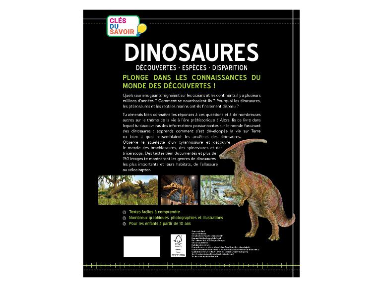 Livre éducatif pour enfants sur les dinosaures en français, avec illustrations.