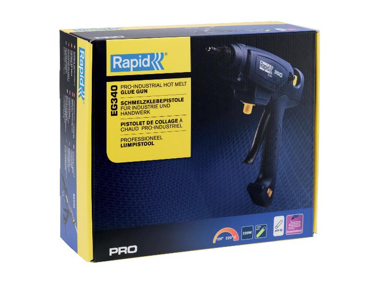 Pistolet à colle chaude Rapid PRO EG340, 220W, 120°-220°C, pour bâtons de 11-12 mm.