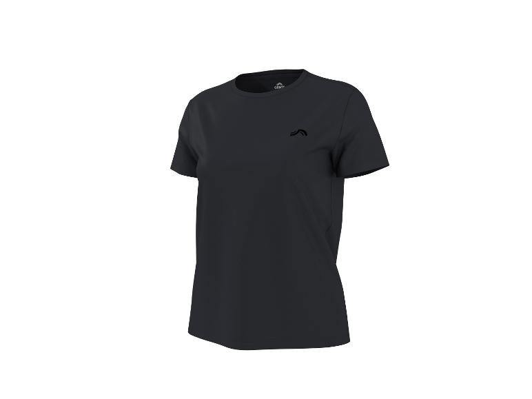 T-shirt noir à manches courtes avec col rond et petit logo sur la poitrine.