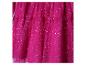 Robe fuchsia à plusieurs volants en tulle à paillettes.