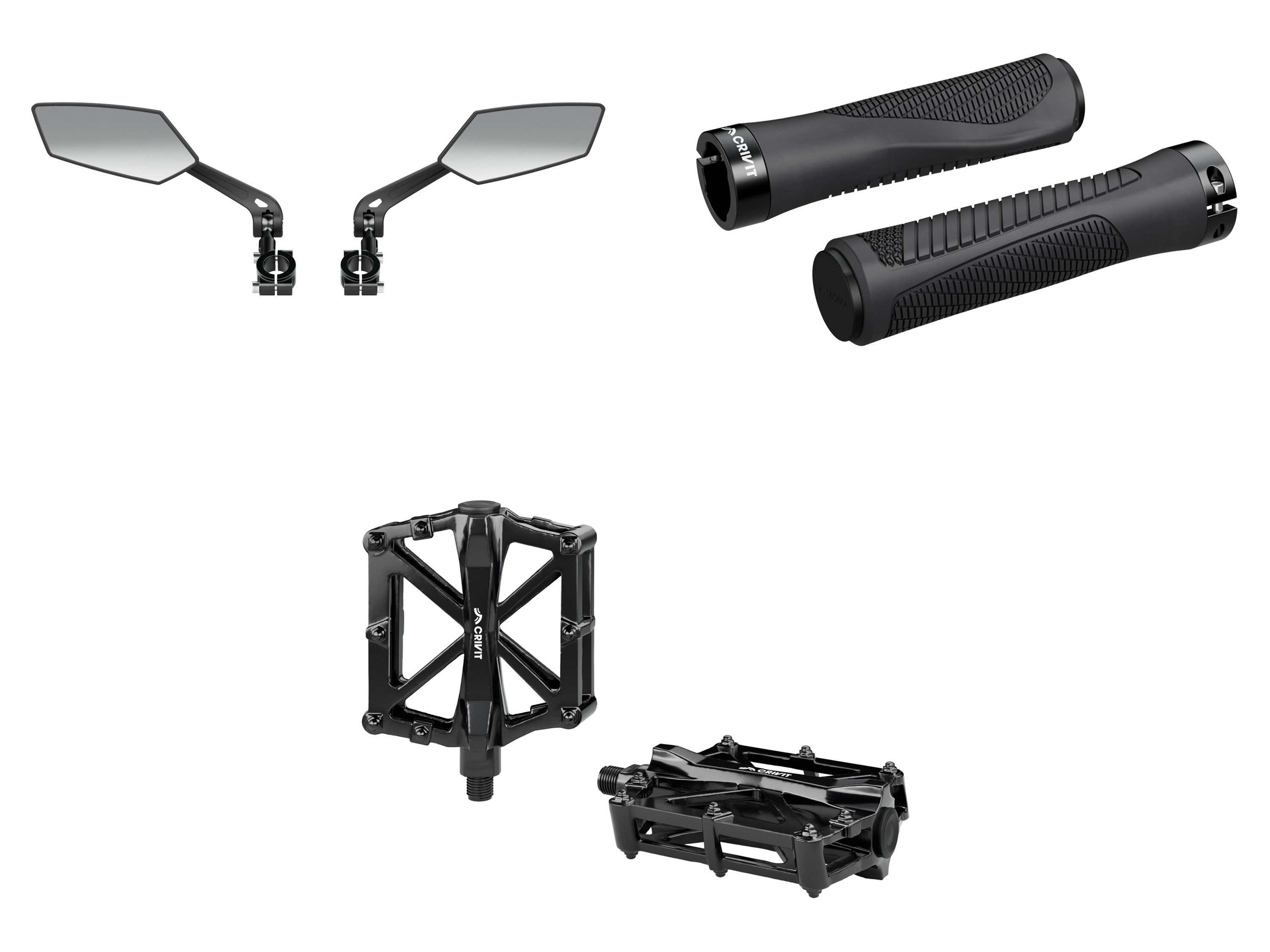 CRIVIT Lot de 2 miroirs ou pédales ou poignées de vélo