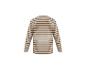 T-shirt rayé à manches longues pour homme, beige à rayures marron.