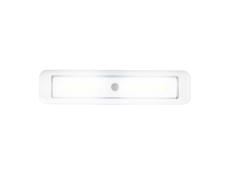 Un éclairage LED blanc avec détecteur de mouvement.