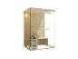 Sauna en bois avec porte vitrée, lumière intérieure, thermomètre et accessoires de sauna