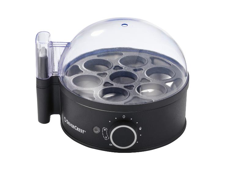 Cuiseur à œufs SilverCrest avec couvercle transparent et base noire