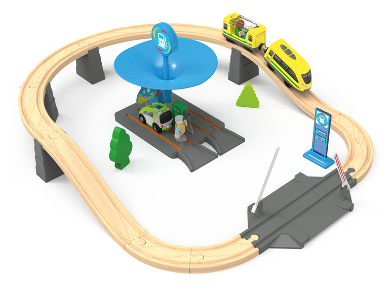 Aller en mode plein écran : Playtive Set de chemin de fer et station-service en bois - Image 1