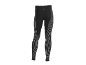 Legging de compression noir avec rayures verticales grises et détails texturés.