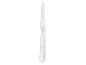 Un couteau en plastique blanc jetable sur fond blanc.
