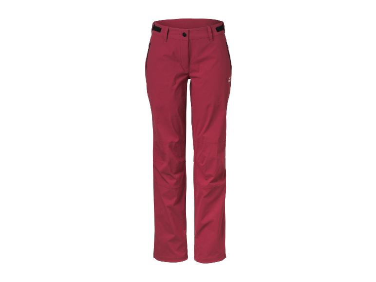 Pantalon d'extérieur rouge avec détails noirs et genoux renforcés.