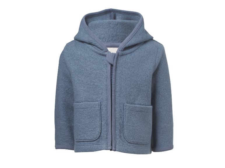 Veste enfant bleue à capuche avec fermeture éclair et deux poches