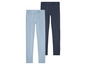 Deux leggings en bleu clair et bleu foncé.