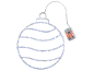 Décoration lumineuse en forme de boule de Noël avec des rayures horizontales et un boîtier à piles.