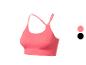 Soutien-gorge de sport rose côtelé avec bretelles réglables.