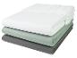Un ensemble de draps blancs, verts et gris.