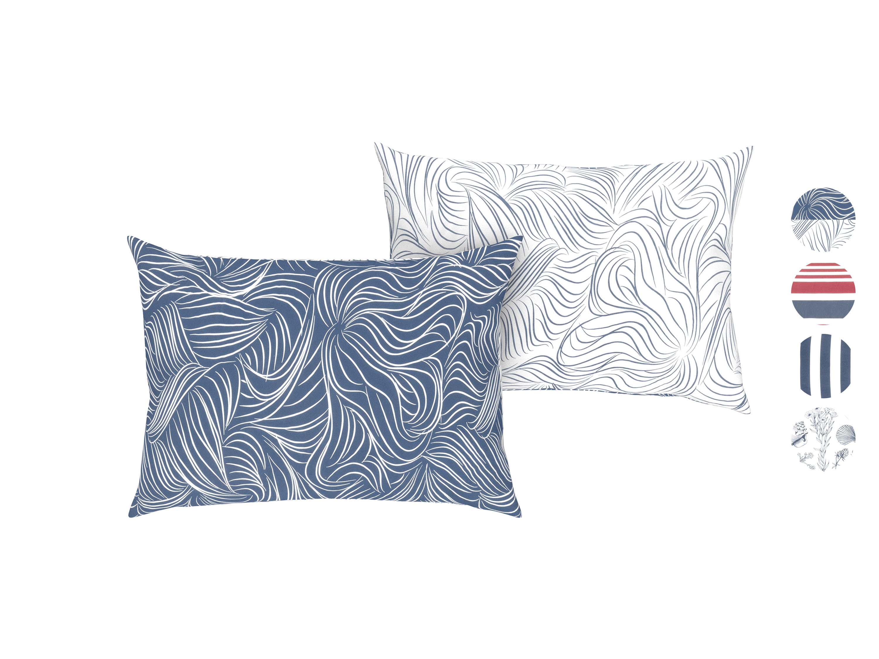 LIVARNO home Housses de coussin double face en coton, 2 pièces, 70 x 50 cm