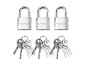 Trois cadenas Parkside avec leurs clés.