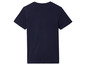 Un t-shirt bleu marine à manches courtes.