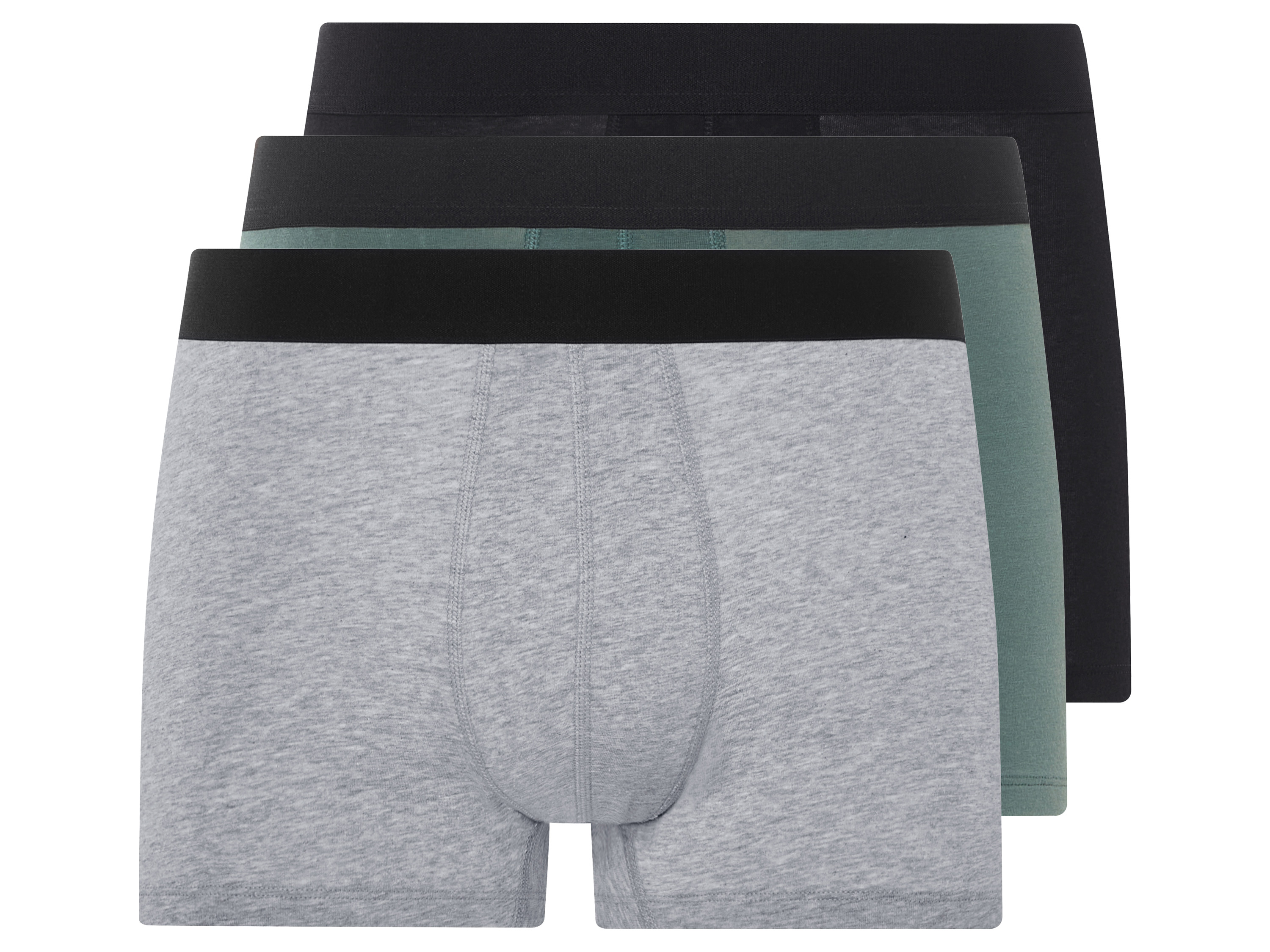 LIVERGY® Lot de 3 boxers Homme (noir/gris/vert, M)