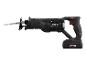 Une scie sabre sans fil Parkside noire avec une lame pour bois propre.
