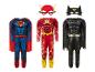 Déguisements Superman, Flash et Batman avec masques pour enfants.