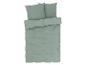 Parure de lit vert-de-gris : drap, taie et oreiller.