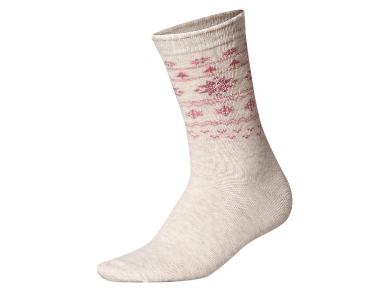 Chaussette beige clair avec motif jacquard rose