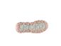 Semelle extérieure d'une chaussure d'enfant avec des motifs roses et gris.