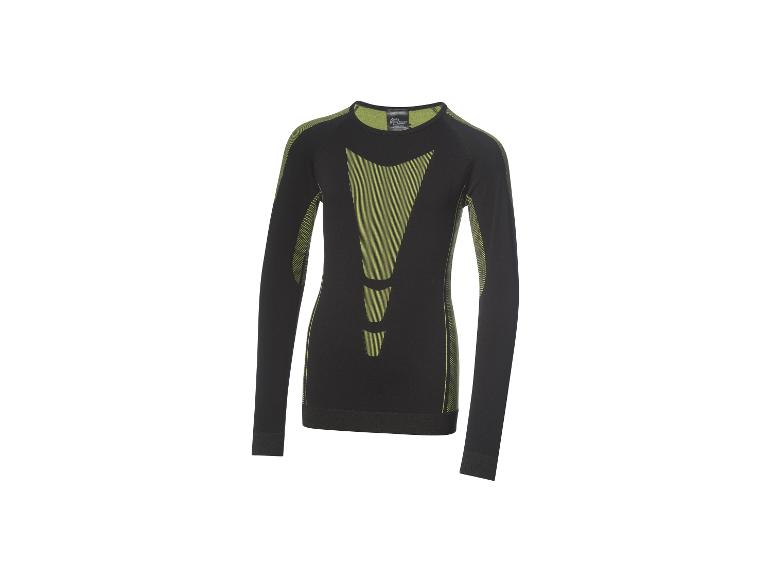 Maillot de sport à manches longues noir et vert lime avec motif