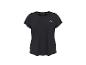 T-shirt de sport noir à manches courtes avec un petit logo blanc sur la poitrine