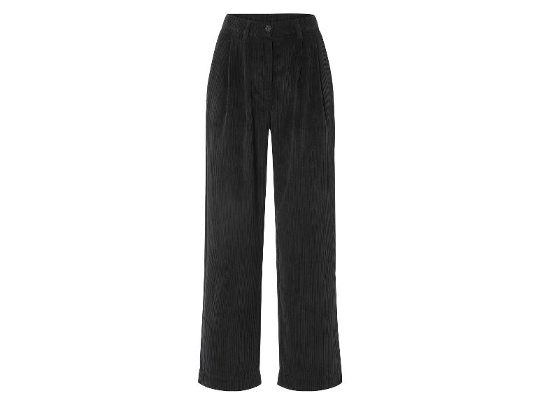 Pantalon en velours côtelé noir pour femme.