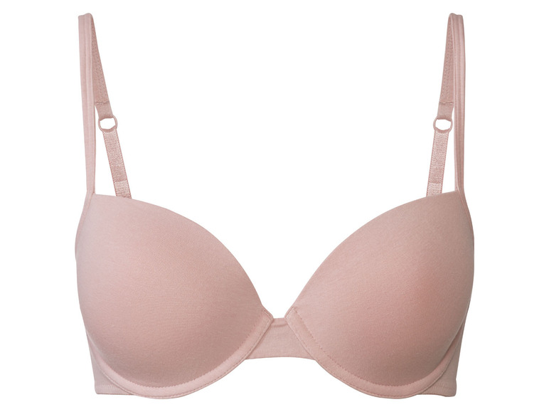 Un soutien-gorge rose avec des bonnets lisses.