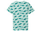Un t-shirt vert clair avec un motif de requins.