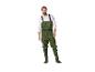 Combinaison et bottes de pêche vert olive.