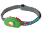 Lampe frontale pour enfants de couleur verte avec un motif de fusée